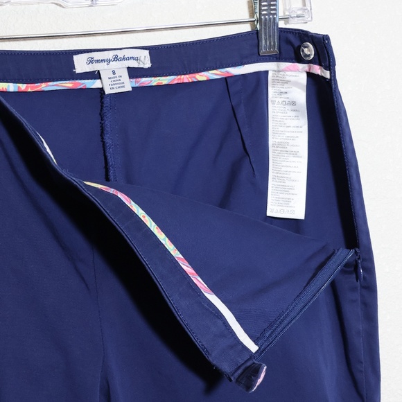Tommy Bahama Cigarette Navy Blue Slim Boracay Side Zip Pants SIZE 8 - Picture 5 of 9
